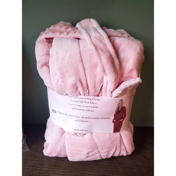 White Mark Women's Pink Plus Size 2X/3X Super Soft Cozy Lounge Robe New - Picture 4 of 7